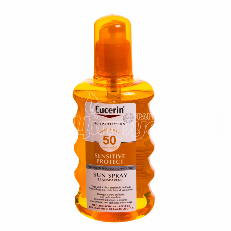 фото 1/Еуцерін Сенсетів Протект (Eucerin Sensetive Protect) Спрей сонцезахисний прозорий SPF 50+ 200 мл