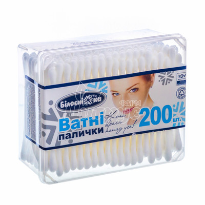 Ватні палички Білосніжка Коробка прямокутна 200 штук