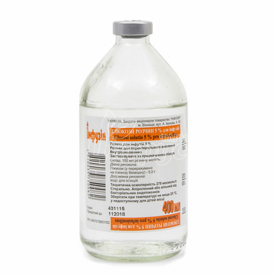 Глюкоза розчин для інфузій 5% 400 мл