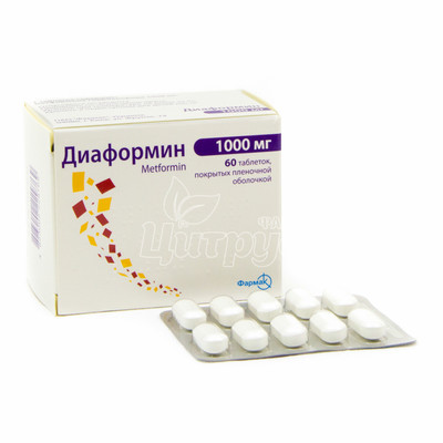 Діаформін таблетки 1000 мг 60 штук