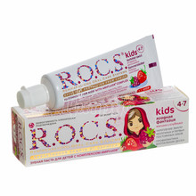 Зубна паста дитяча Рокс (ROCS) Кідс (Kids) Малина + полуниця 45 г