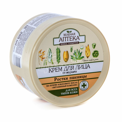 Крем для обличчя Зелена Аптека Проти зморшок з паростками пшениці 200 мл