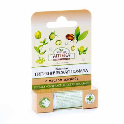 Помада гігієнічна Зелена Аптека Захисна з Олією жожоба 3,6 г