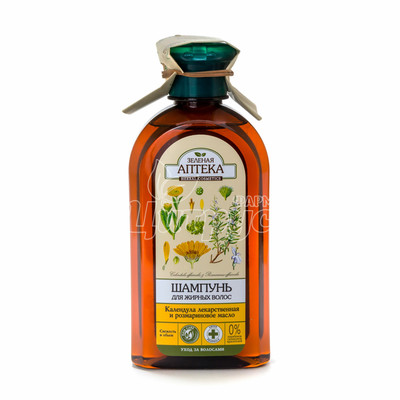 Шампунь Зелена Аптека Календула лікарська і розмаринове Олія, для жирного волосся 350 мл