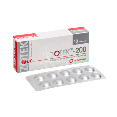 Зотек таблетки вкриті оболонкою 200 мг 10 штук