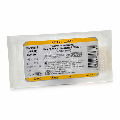 Шовний матеріал Кетгут (Igar) розмір 4
