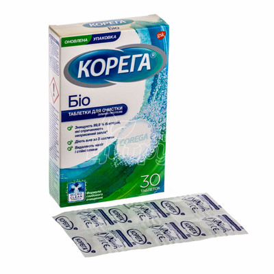 Корега таблетки біоформула для очищення зубних протезів таблетки стрип 30 штук