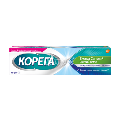 Корега свіжий смак екстра сильний крем для фіксації зубних протезів туба 40 мл