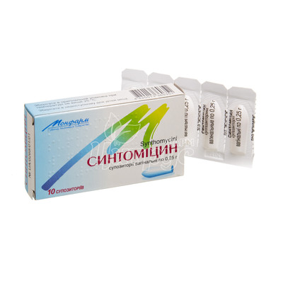 Синтоміцина лінімент супозиторії вагінальні 250 мг 10 штук