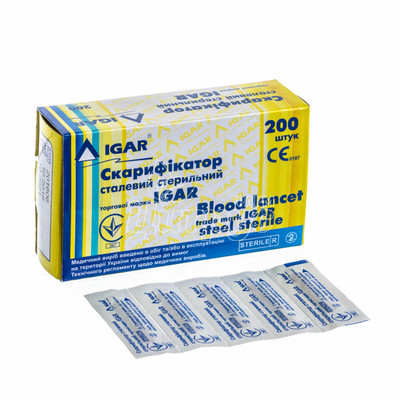 Скарификатор Ігар (Igar) сталевий стерильний 200 штук