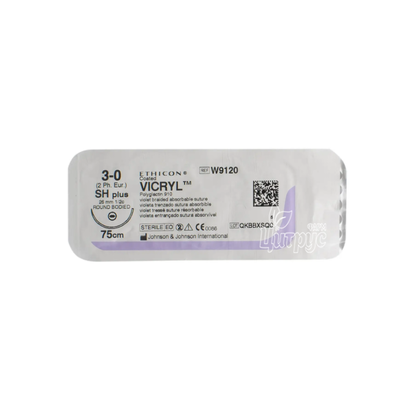 Шовний матеріал Вікрил (Vicril) 3/0 кола колюча голка 26 мм довжина нитки 75 см 1 штука (W9120)