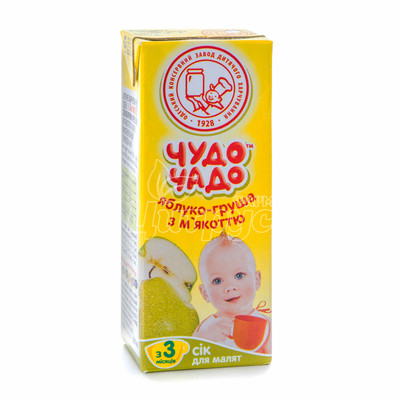 Сік дитячий Чудо-Чадо яблуко-груша з м*якоттю і цукром 200 мл