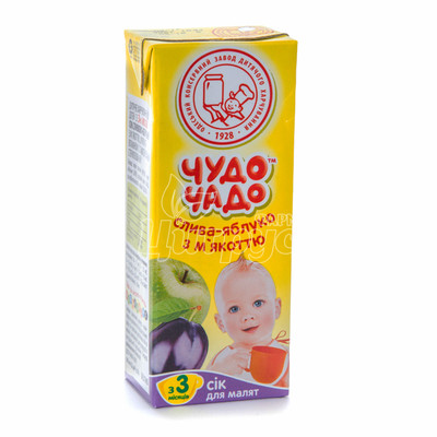 Сік дитячий Чудо-Чадо слива-яблуко з м*якоттю і вітаміном С з 4 місяців 200 мл