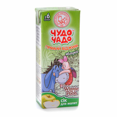 Сік дитячий Чудо-Чадо яблучний неосвітлений без цукру з 6 місяців 200 мл