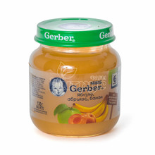 Пюре дитяче Гербер (Gerber) фруктове яблуко абрикос банан з 6 місяців 130 г