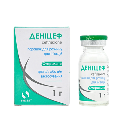 Деніцеф порошок для для приготування розчину для ін*єкцій 1 г 1 штука