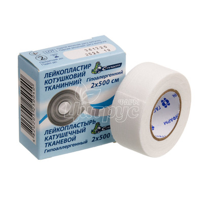 Лейкопластир на тканинній основі С-Пласт котушковий (3 см х 500 см) картонна упаковка
