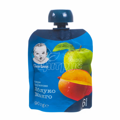 Пюре дитяче Гербер (Gerber) фруктове яблуко і манго з 6 місяців 90 г
