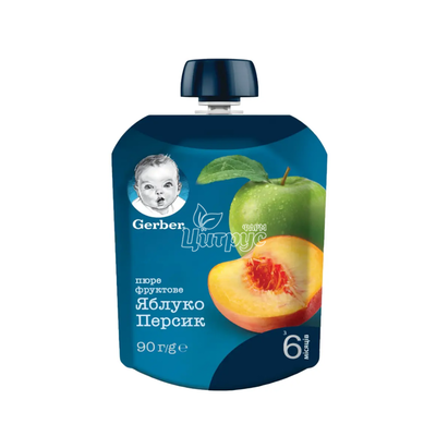 Пюре дитяче Гербер (Gerber) фруктове яблуко і персик з 6 місяців 90 г