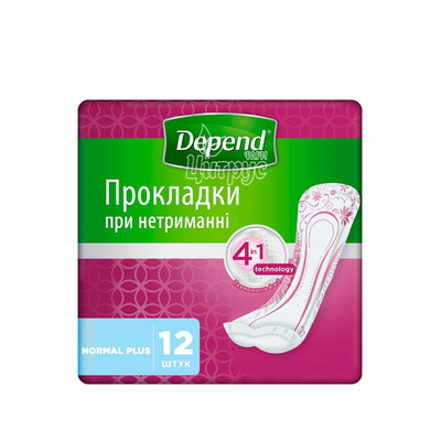 Прокладки урологічні жіночі Депенд (Depend) Нормал Плюс Пад (Normal Plus Pad) 12 штук