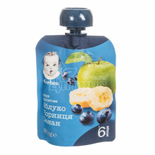 Пюре дитяче Гербер (Gerber) фруктово-ягідне яблуко чорниця і банан з 6 місяців 90 г