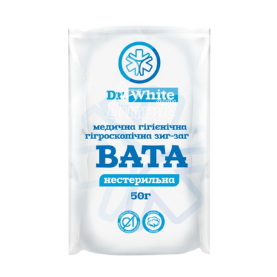 Вата нестерильна Доктор Вайт (Dr.White) зигзаг 50 г