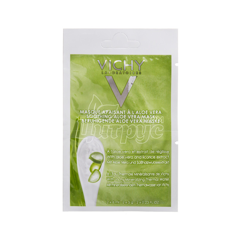 фото 1/Віши Маска (Vichy Mask) Заспокійлива з Алое для сухої шкіри обличчя 6 мл 2 штуки