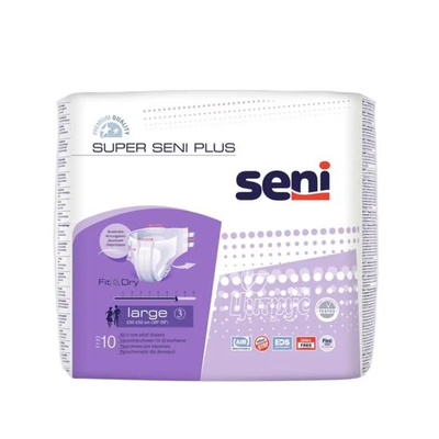 Підгузки для дорослих Сені (Seni) Супер Плюс Лардж (Super Plus Large) (100 - 150 см) 10 штук