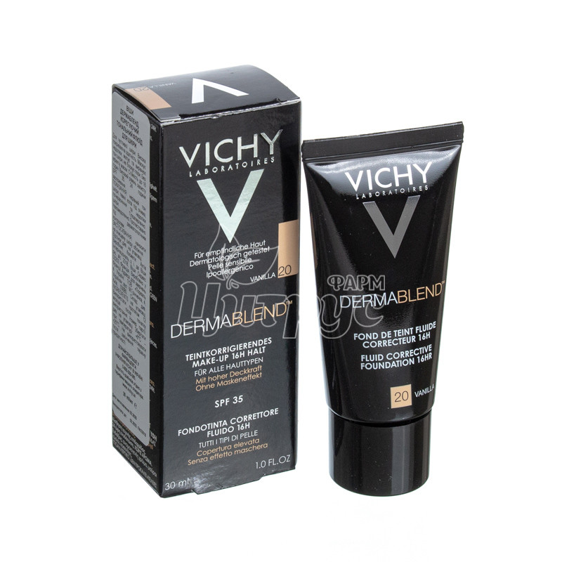 фото 1/Віші Дермабленд Тон 20 (Vichy Dermablend) Флюїд корегуючий тональний SPF 35 30 мл