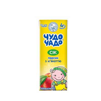 Сік дитячий Чудо-Чадо персик з м*якоттю і цукром 200 мл