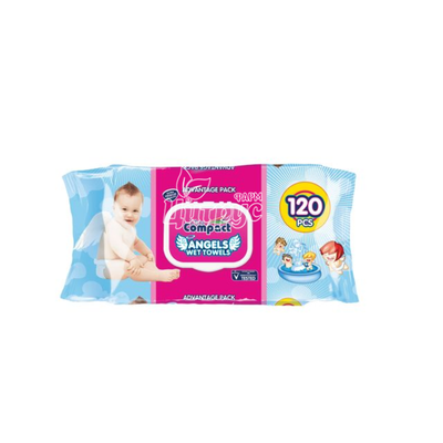 Серветки вологі дитячі Ультра Компакт (Ultra Compact) Енджелс (Angels) з клапаном 120 штук