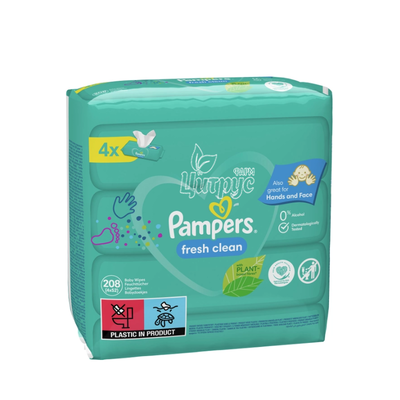 Серветки вологі дитячі Памперс (Pampers) Бебі Фреш Клин (Baby Fresh Clean) 4 упаковки х 52 штуки (208 штук)