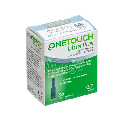 Тест-смужки для глюкометра Ван Тач Ультра Плас (One Touch Ultra Plus) 50 штук