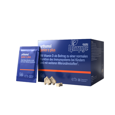 Ортомол Джуніор С плюс 30 штук (Orthomol Junior C plus) Набір жувальних машинок лісова ягода 
