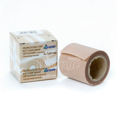 Лейкопластир на нетканинній основі С-Пласт котушковий (4 см х 500 см) картонна упаковка