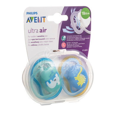 Соска пустишка Філіпс Авент (Philips Avent) Ультра ЕІР (Ultra Air) силіконова ортодонтичної форми для хлопчиків з 18 місяців 2 штуки