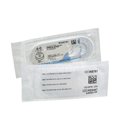 Шовний матеріал Пролен (Prolene) 4/0 колюча SH 2 голка 20 мм 1/2 кола синій довжина нитки 90 см (W8761)