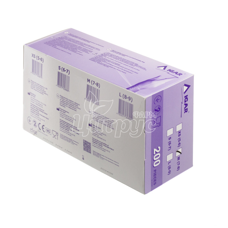 фото 2/Рукавички оглядові нітрилові Ігар (Igar) нестерильні неприпудренні розмір М (7-8) пара блакитні