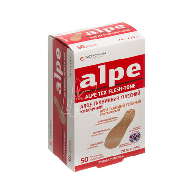 Лейкопластир бактерицидний Алпе (Alpe) класік (76 мм х 19 мм) тілесний 1 штука