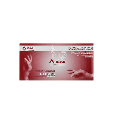 Рукавички оглядові латексні Ігар (Igar) пара нестерильні без пудри розмір L (8-9)
