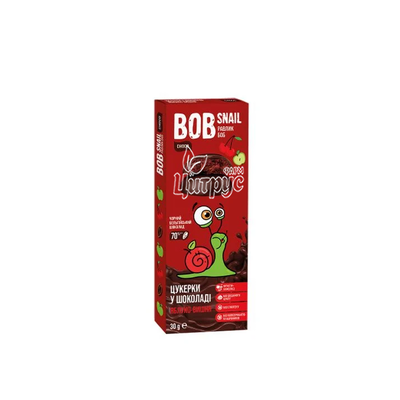Цукерки Боб Снейл (Bob Snail) Яблуко + вишня в бельгійському чорному шоколаді 30г