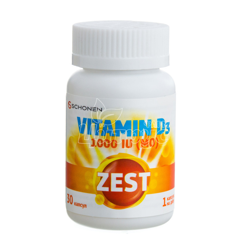 фото 1/Зест (Zest) Вітамін D3 (Vitamin D3) капсули 30 штук