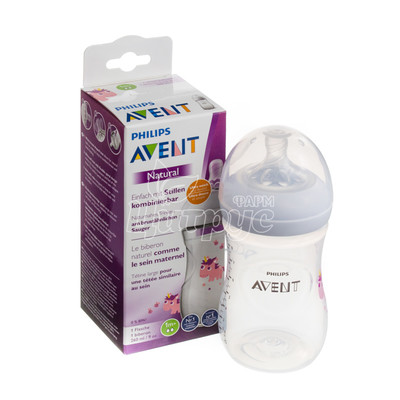Пляшка Філіпс Авент (Philips Avent) Natural 2.0 Єдиноріг 260мл SCF70 / 25