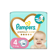 Підгузки Памперс Преміум Кер (Pampers Premium Care) 4 Макс (Maxi) (9-14 кг) 34 штук