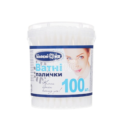 Ватні палички Білосніжка циліндрична коробка 100 штук