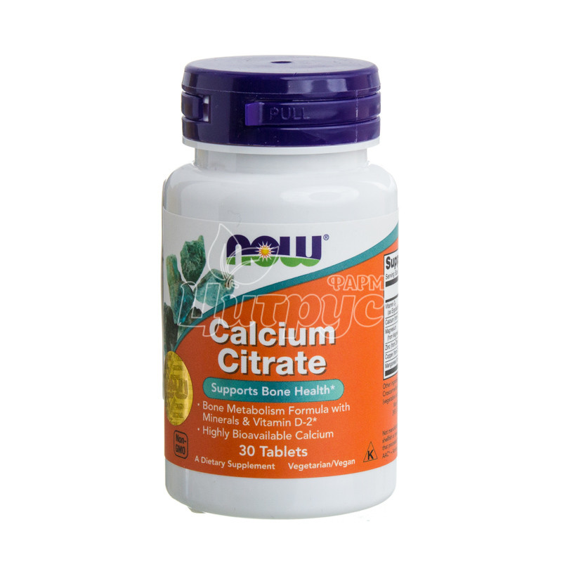 фото 1/Кальцію цитрат 30 штук Нау Фудс (Calcium Citrate Now Foods) таблетки