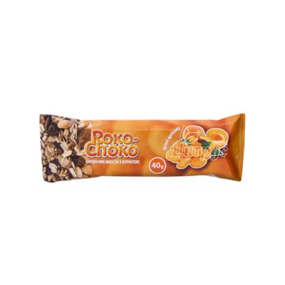 Батончик Поко-Моко (Poko-Choko) з курагою і арахісом частково глазуровані кондитерською глазур*ю 40г