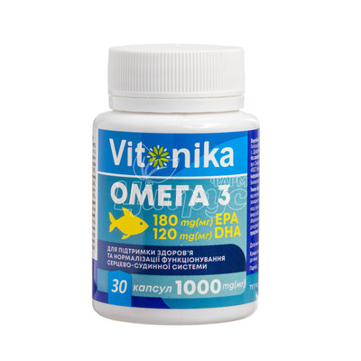 Омега -3 Витоника  (Vitonika) 180 ЭПК (ЕРА )/120 ДГК (DHA)  капсулы 1000 мг 30 штук
