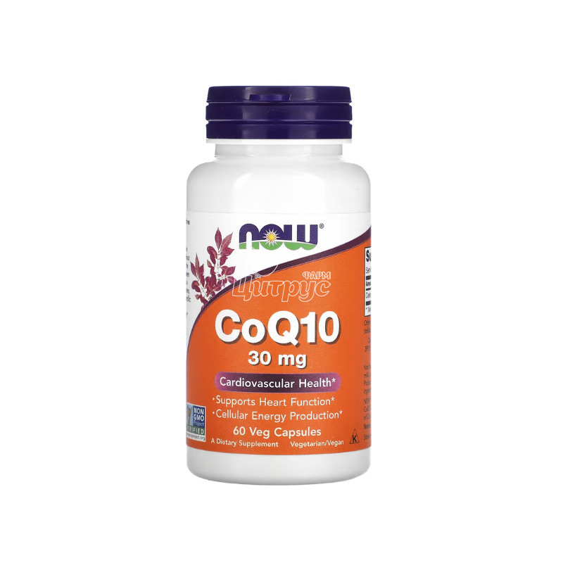 фото 1/Коензим Q10 30 мг 60 штук Нау Фудс (Coenzyme Q10 Now Foods) капсули вегетеріанські 