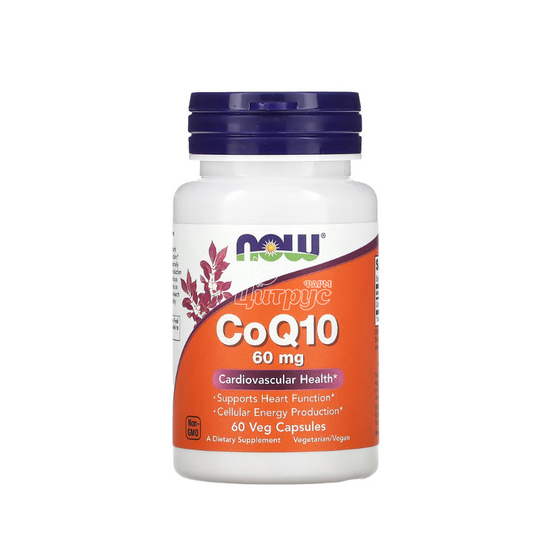 фото 1/Коензим Q10 60 мг 60 штук Нау Фудс (Coenzyme Q10 Now Foods) капсули вегетеріанські 